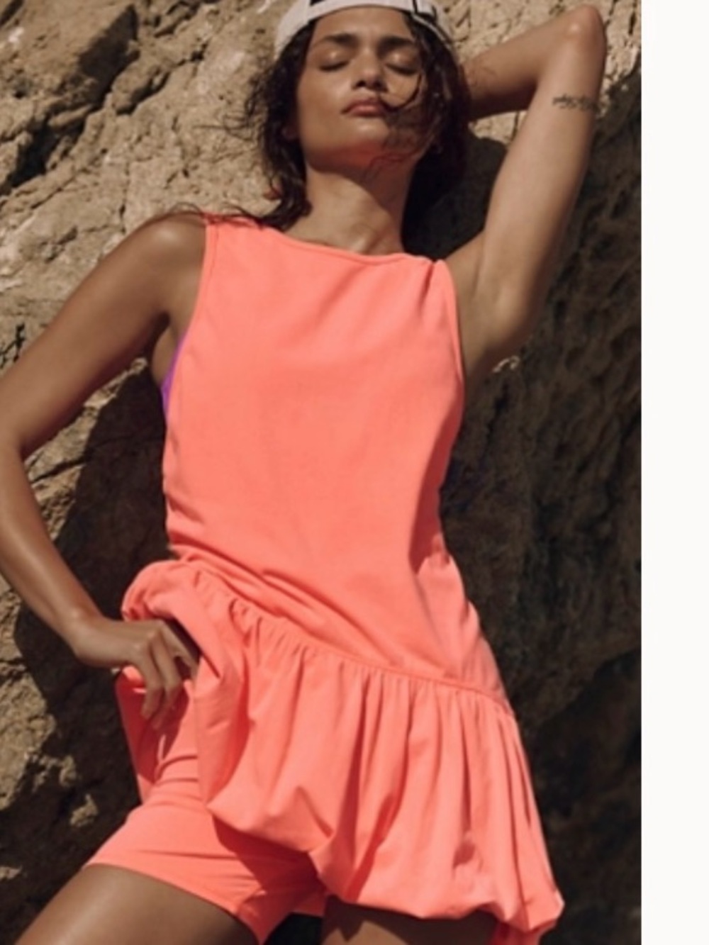 Free People Coral Pink Sleeveless Bubble Hem Drop Waist Dress